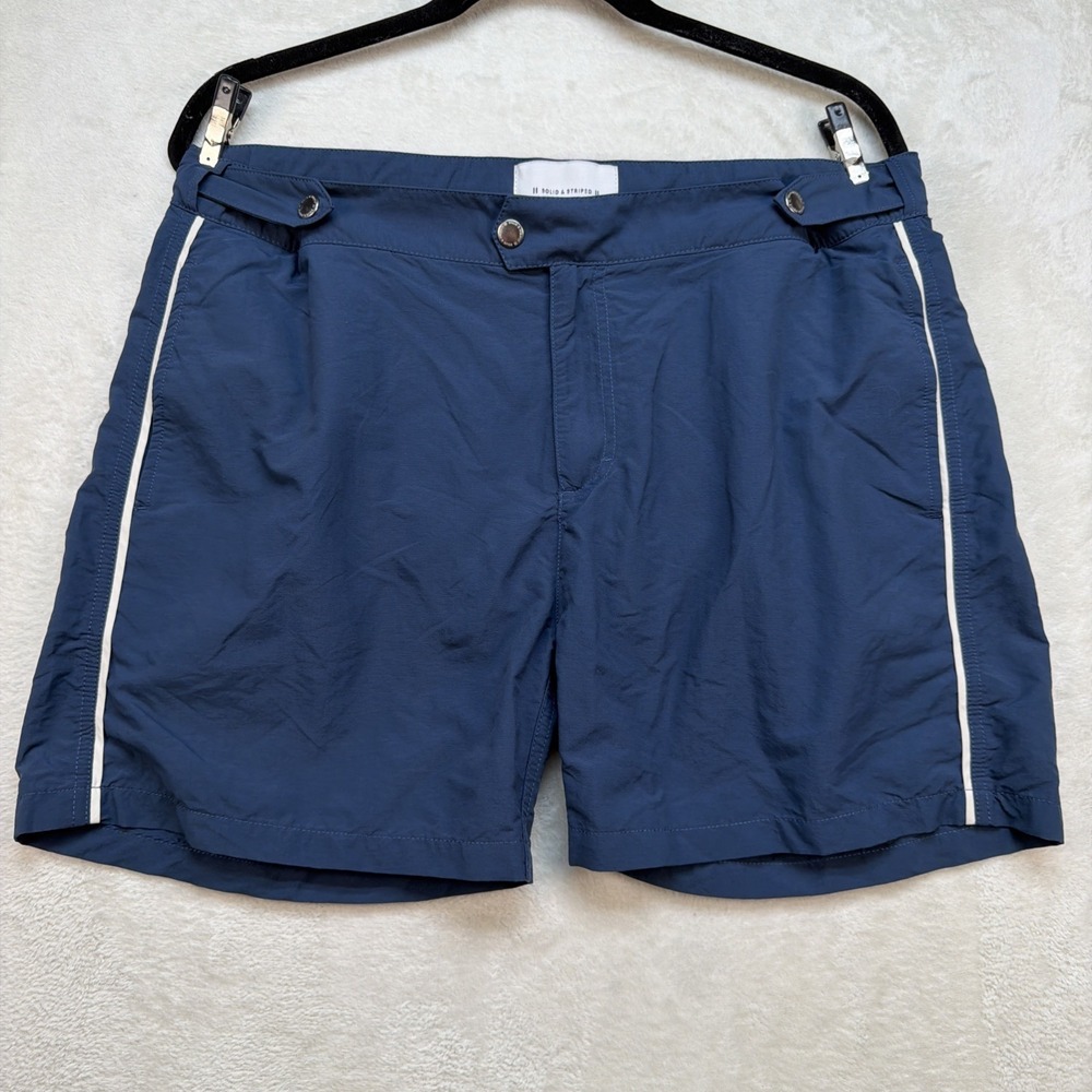 Solid & Striped Swim Trunks Men's XL Navy Blue Resort Coastal Swim Shorts